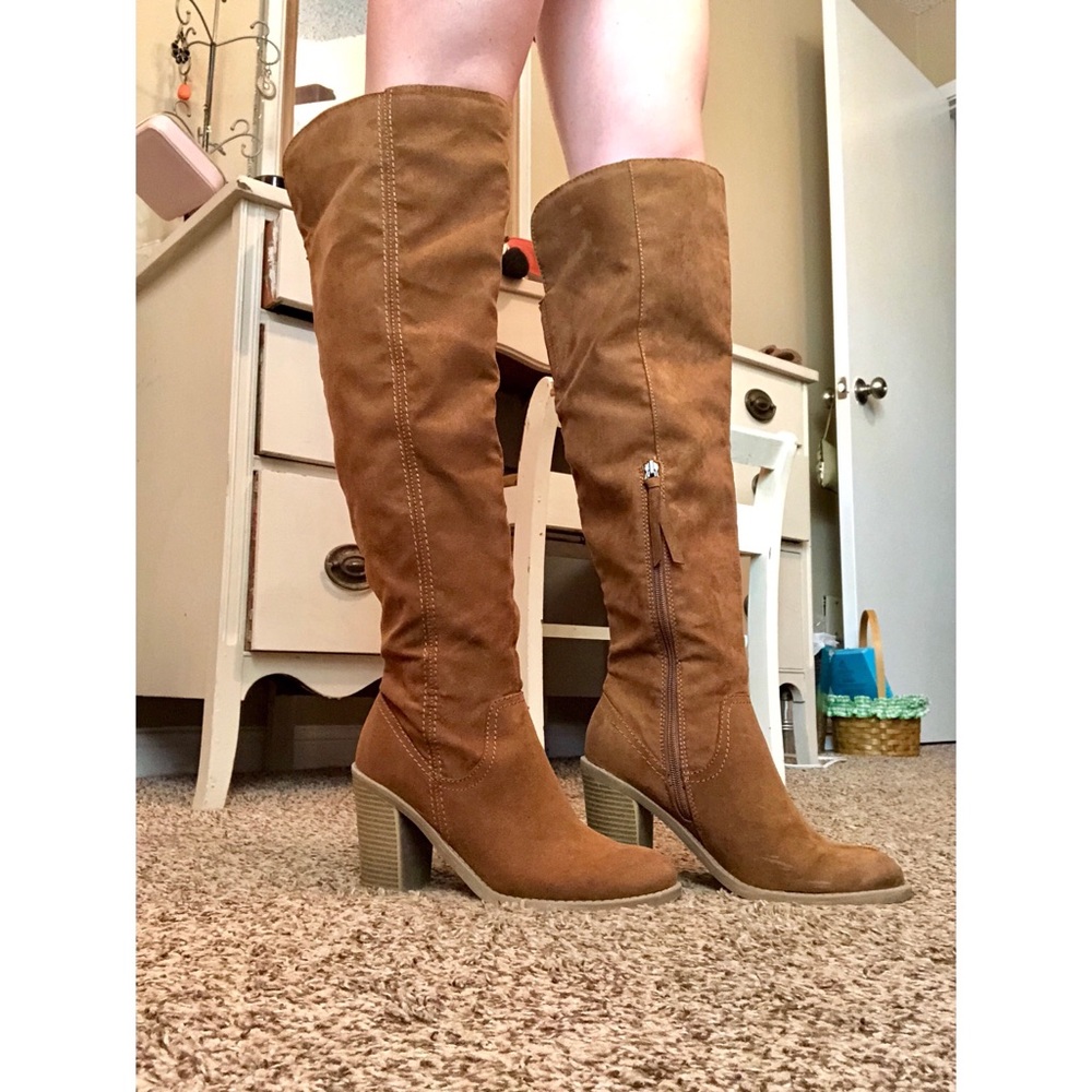 Faux Suede Over-The-Knee Boots